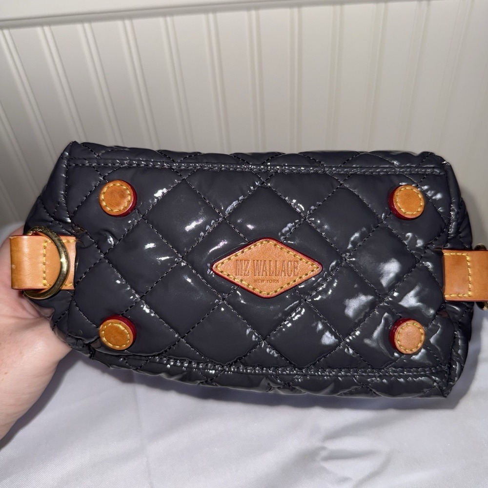 MZ Wallace Liquid Magnet Grey Mini Sutton Crossbody Bag Tote Purse Top Handle - Picture 3 of 15